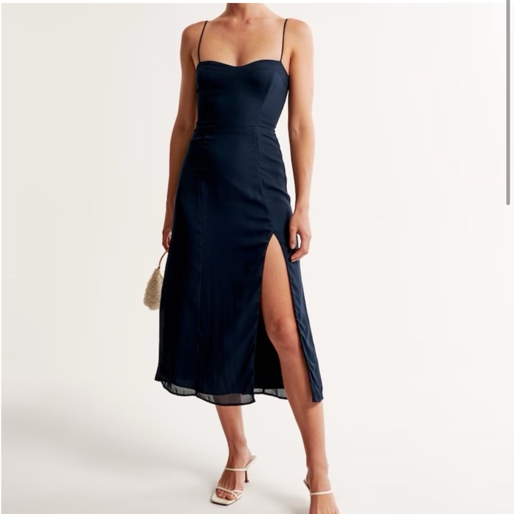 Abercrombie Camille Midi Dress Navy Petite Small